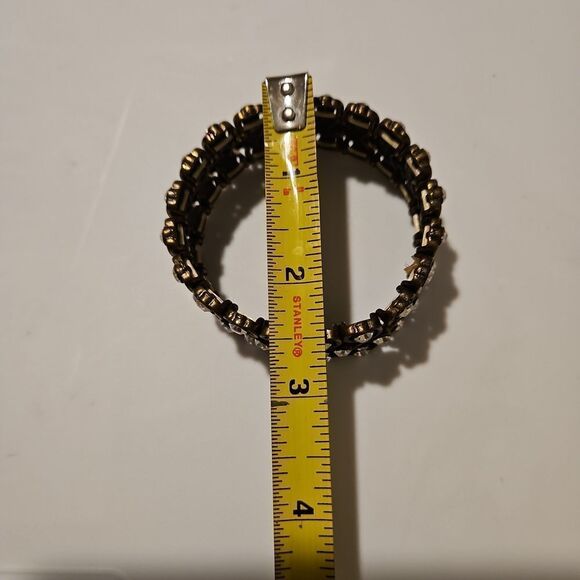 VINTAGE Metal Bracelet with Elastic wristband and Rhinsestons - Picture 5 of 5